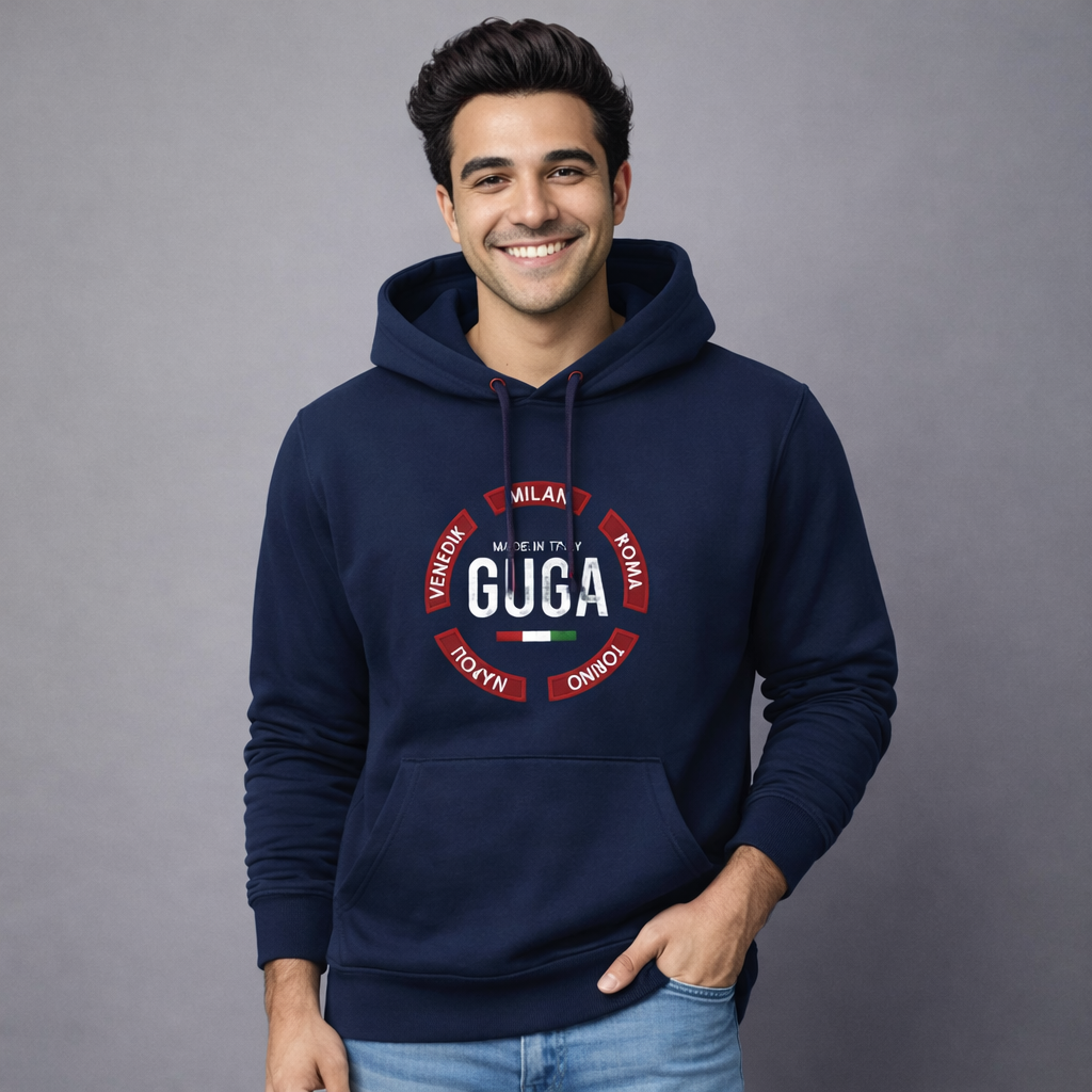 Sudadera polar Supersoft para hombre, bordada con manga larga, capucha ajustable, bolsas frontales.