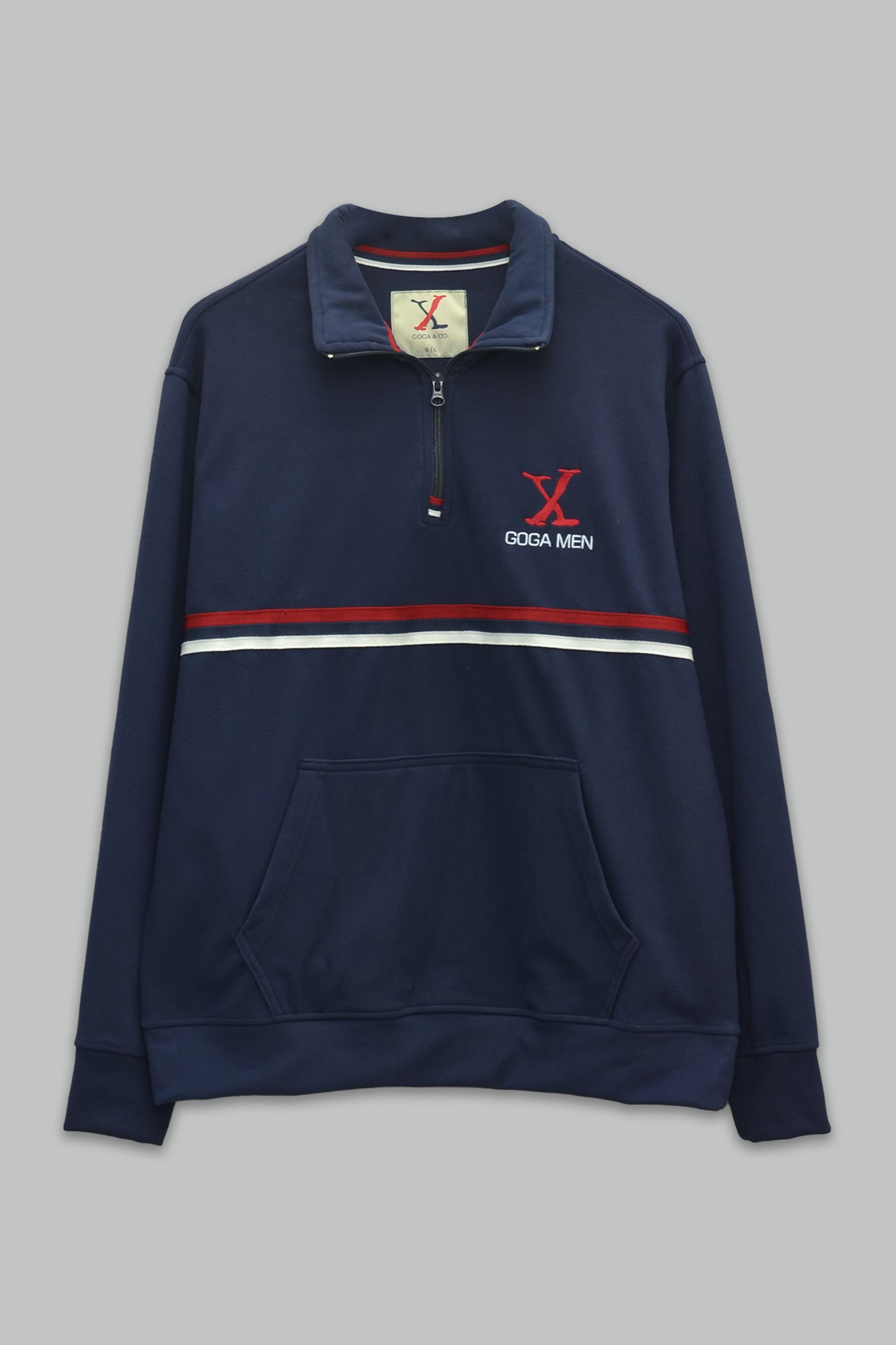 Sudadera para Hombre polar Supersoft bordada de cuello alto, con manga larga, bolsas frontales y cierre