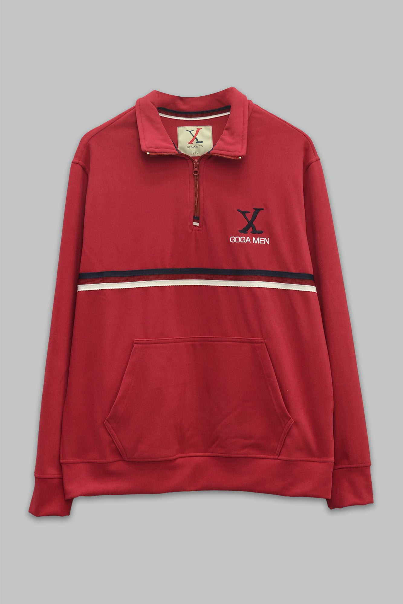 Sudadera para Hombre polar Supersoft bordada de cuello alto, con manga larga, bolsas frontales y cierre