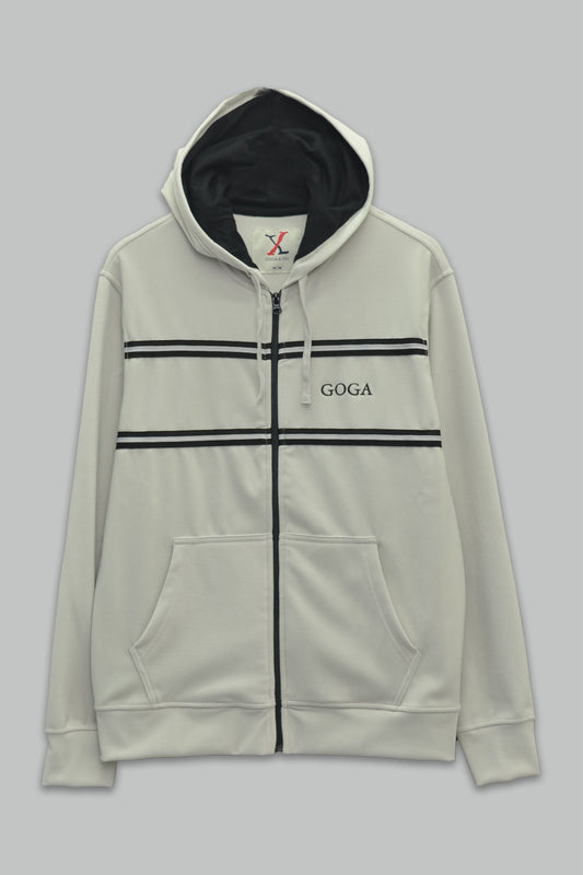 Sudadera polar supersoft para hombre, bordada con manga larga, bolsas frontales y cierre.