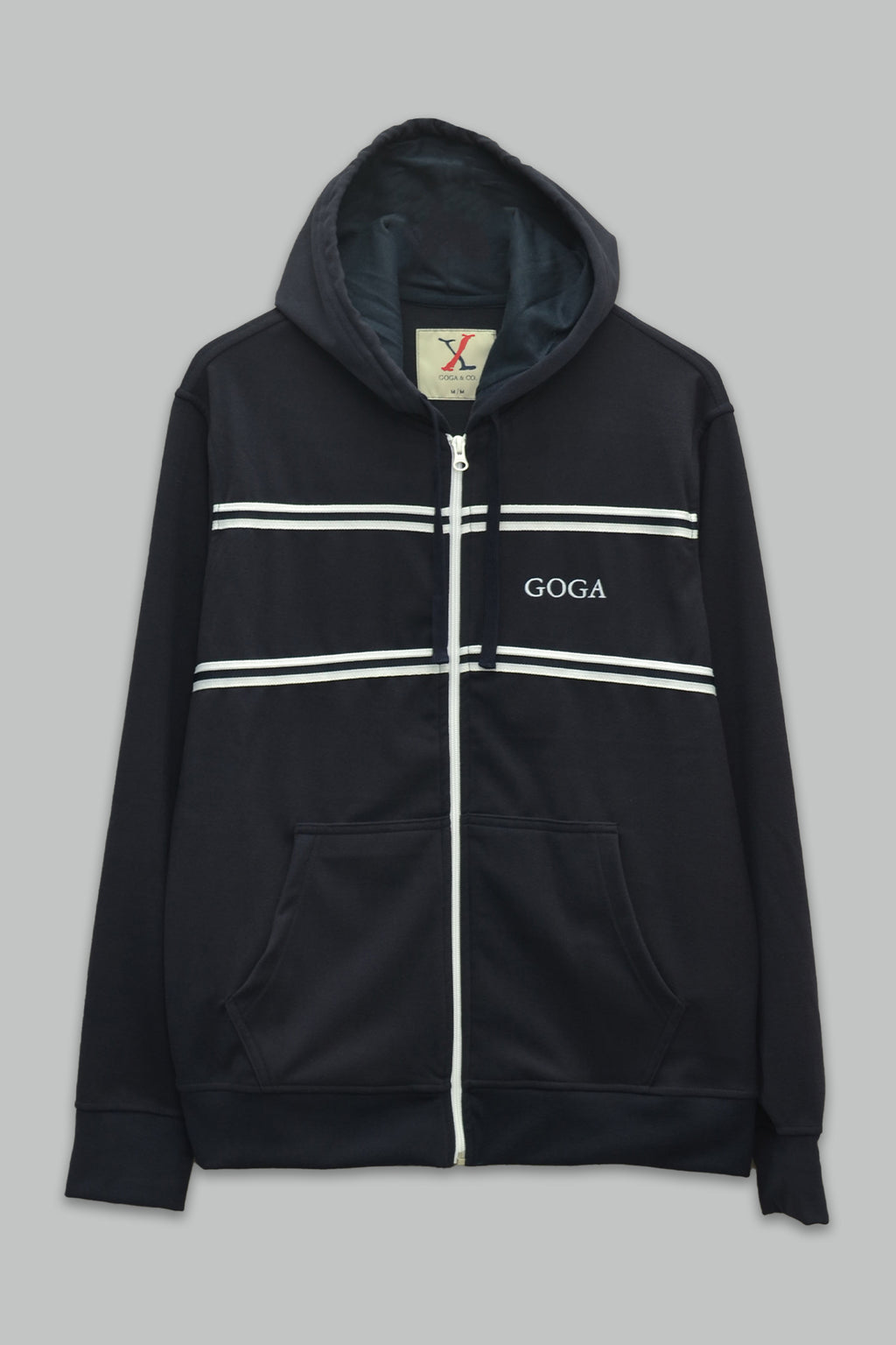 Sudadera polar supersoft para hombre, bordada con manga larga, bolsas frontales y cierre.