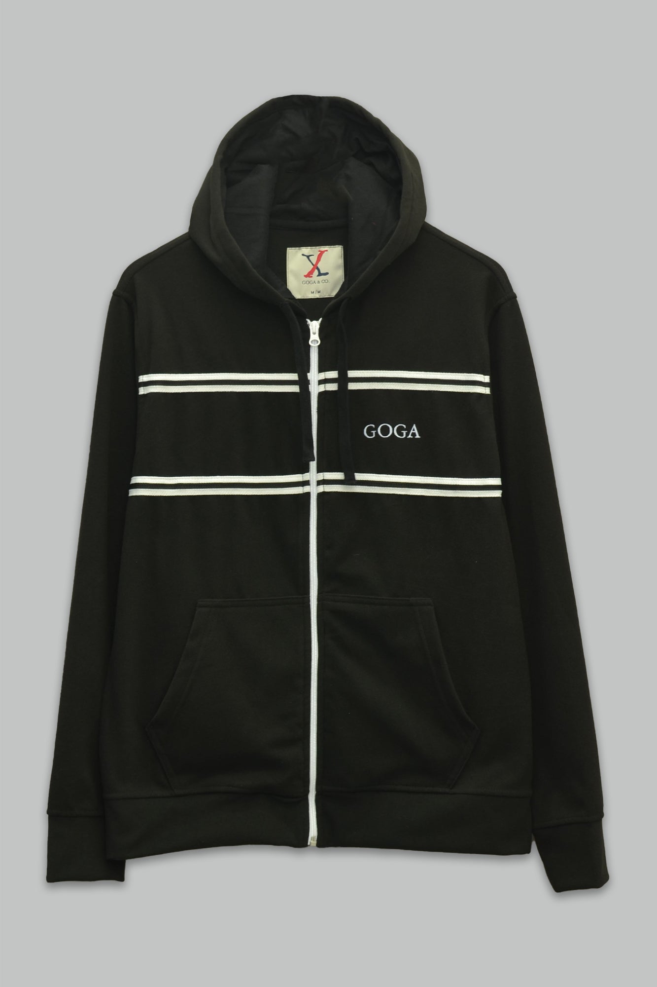 Sudadera polar supersoft para hombre, bordada con manga larga, bolsas frontales y cierre.