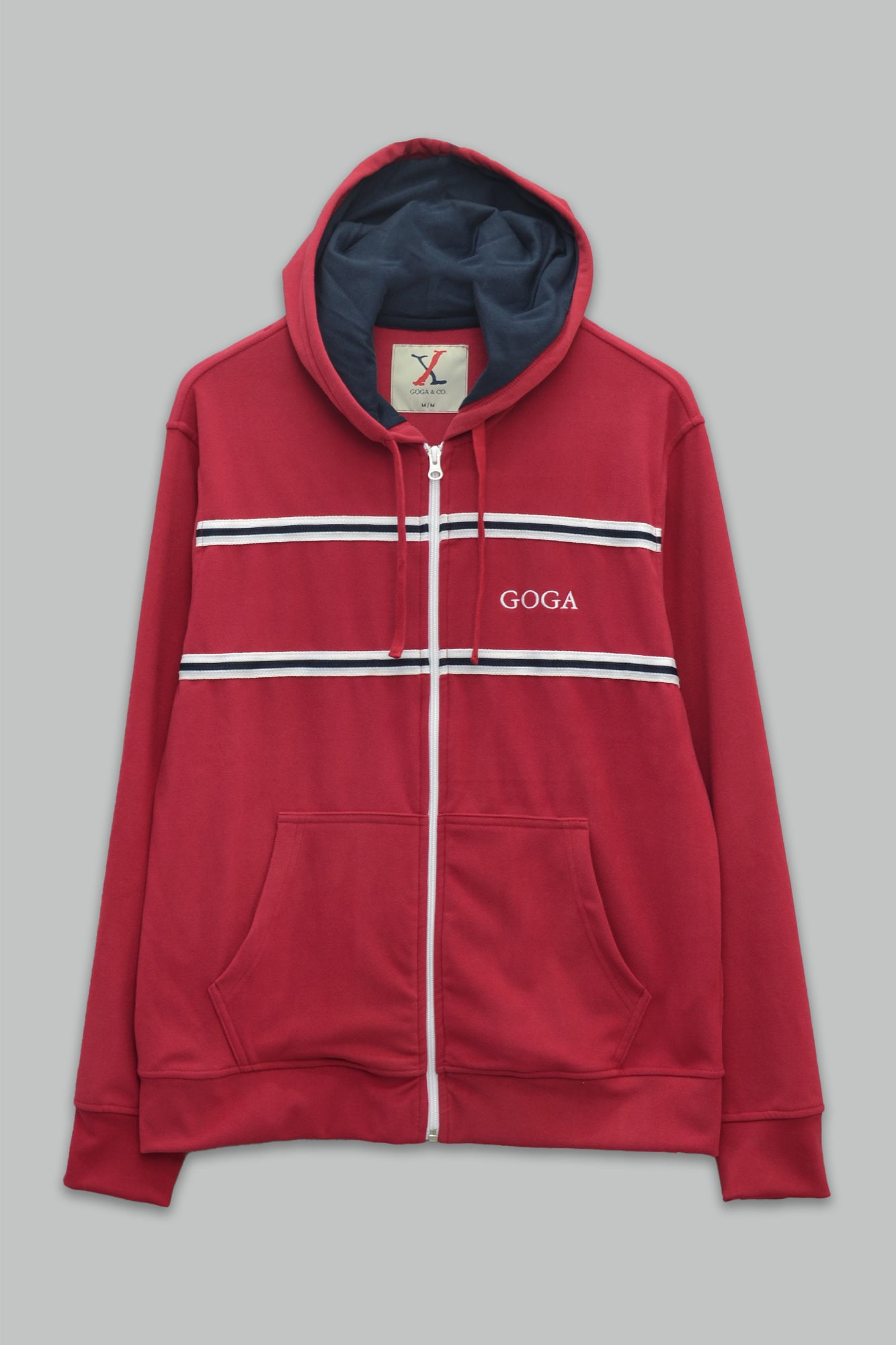 Sudadera polar supersoft para hombre, bordada con manga larga, bolsas frontales y cierre.