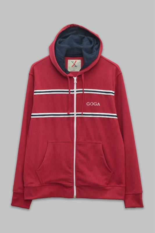 Sudadera polar supersoft para hombre, bordada con manga larga, bolsas frontales y cierre.