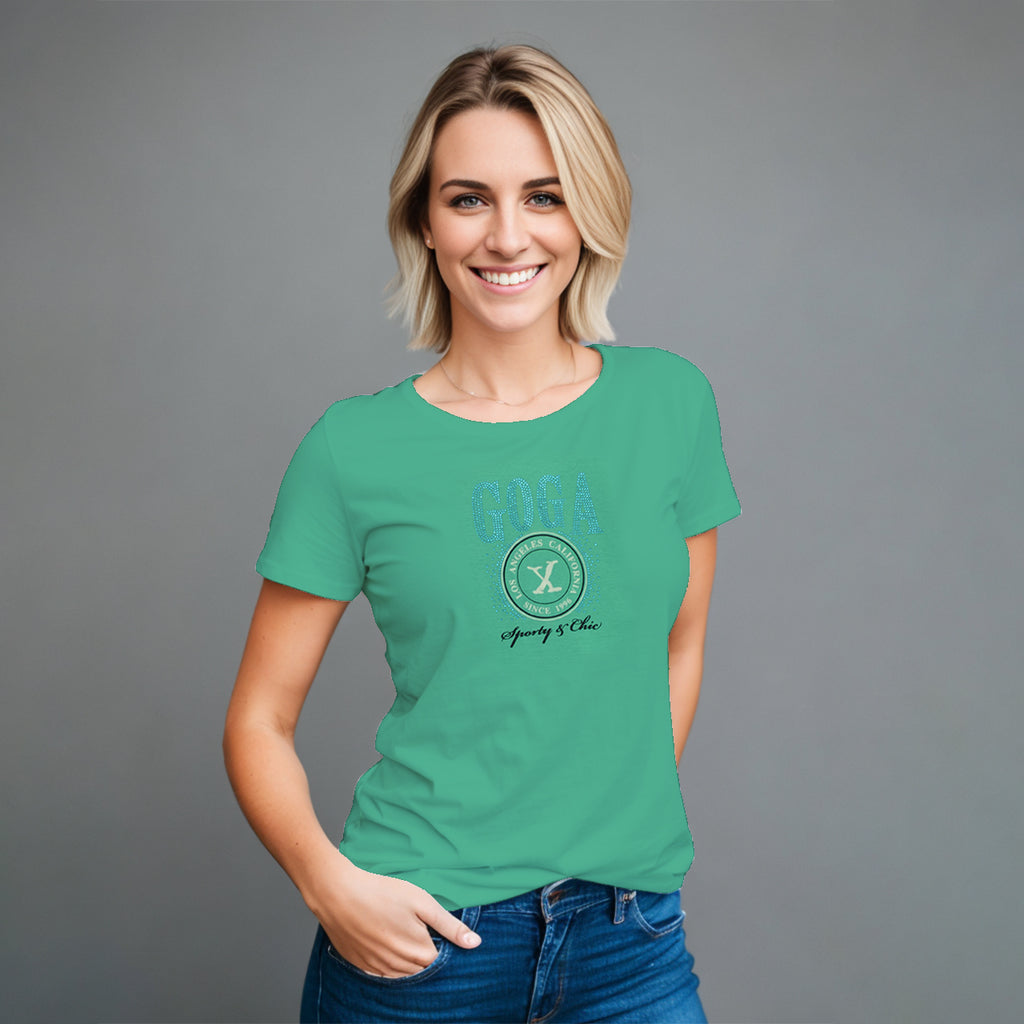Playera de Pedrerí­a y Estampada para Mujer