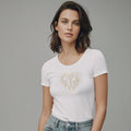 Playera de Pedrerí­a y Estampada para Mujer