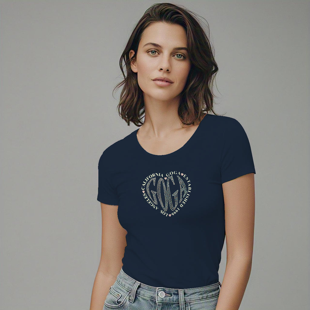 Playera de Pedrerí­a y Estampada para Mujer