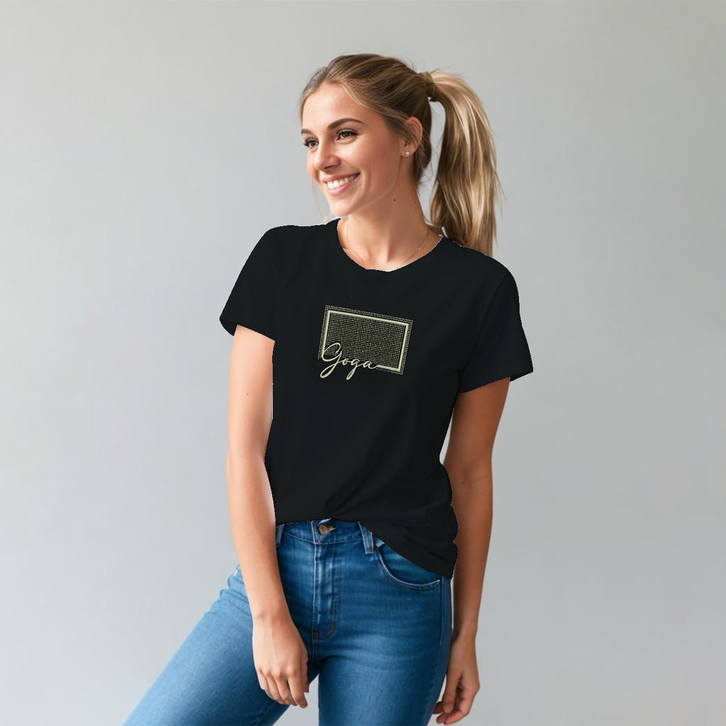 Playera de Pedrerí­a y Estampada para Mujer
