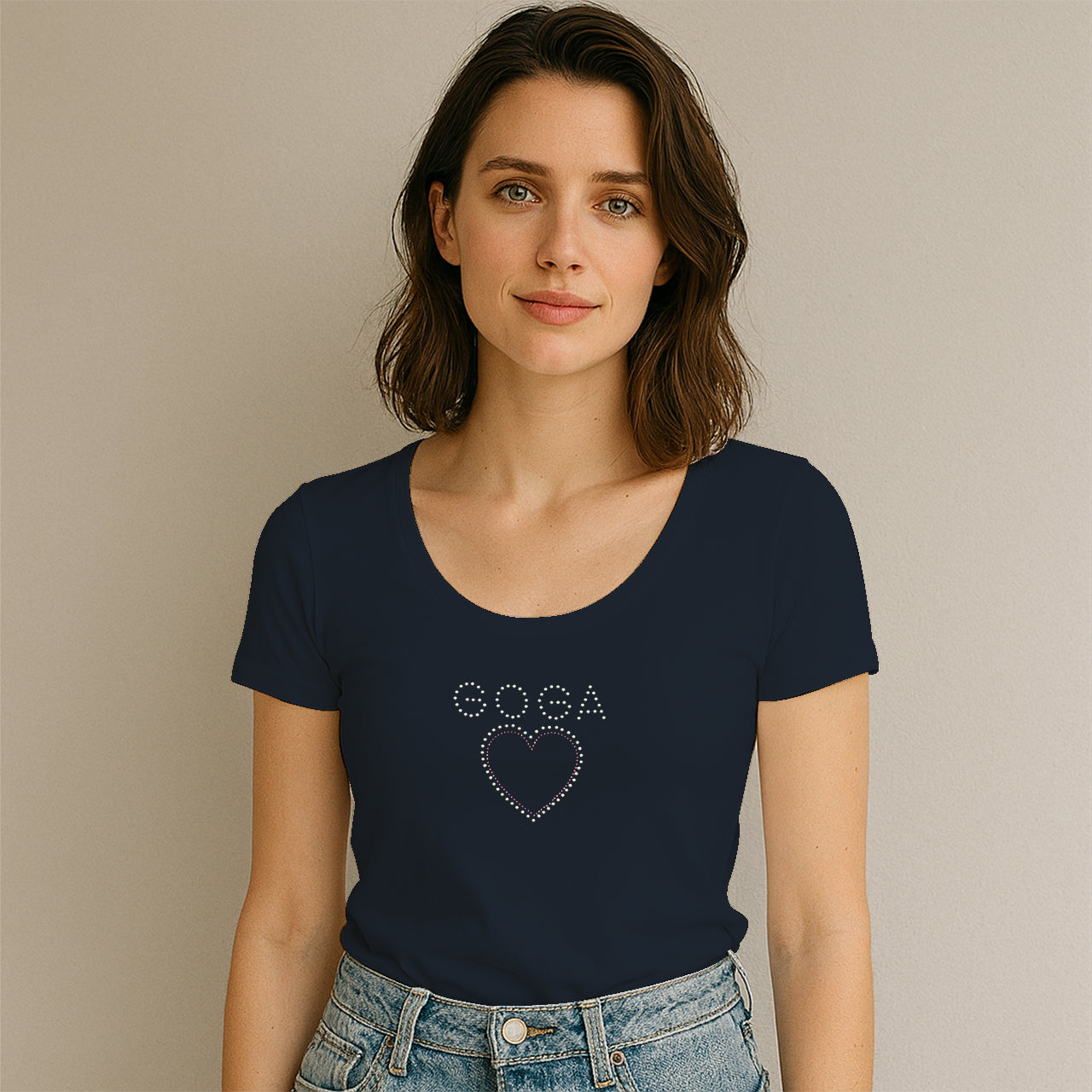 Playera con Pedrería para mujer.