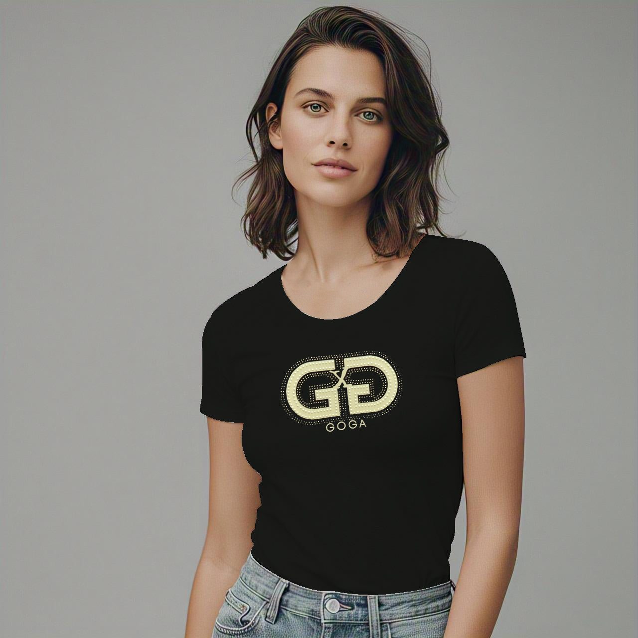 Playera de Pedrería y Estampada para Mujer