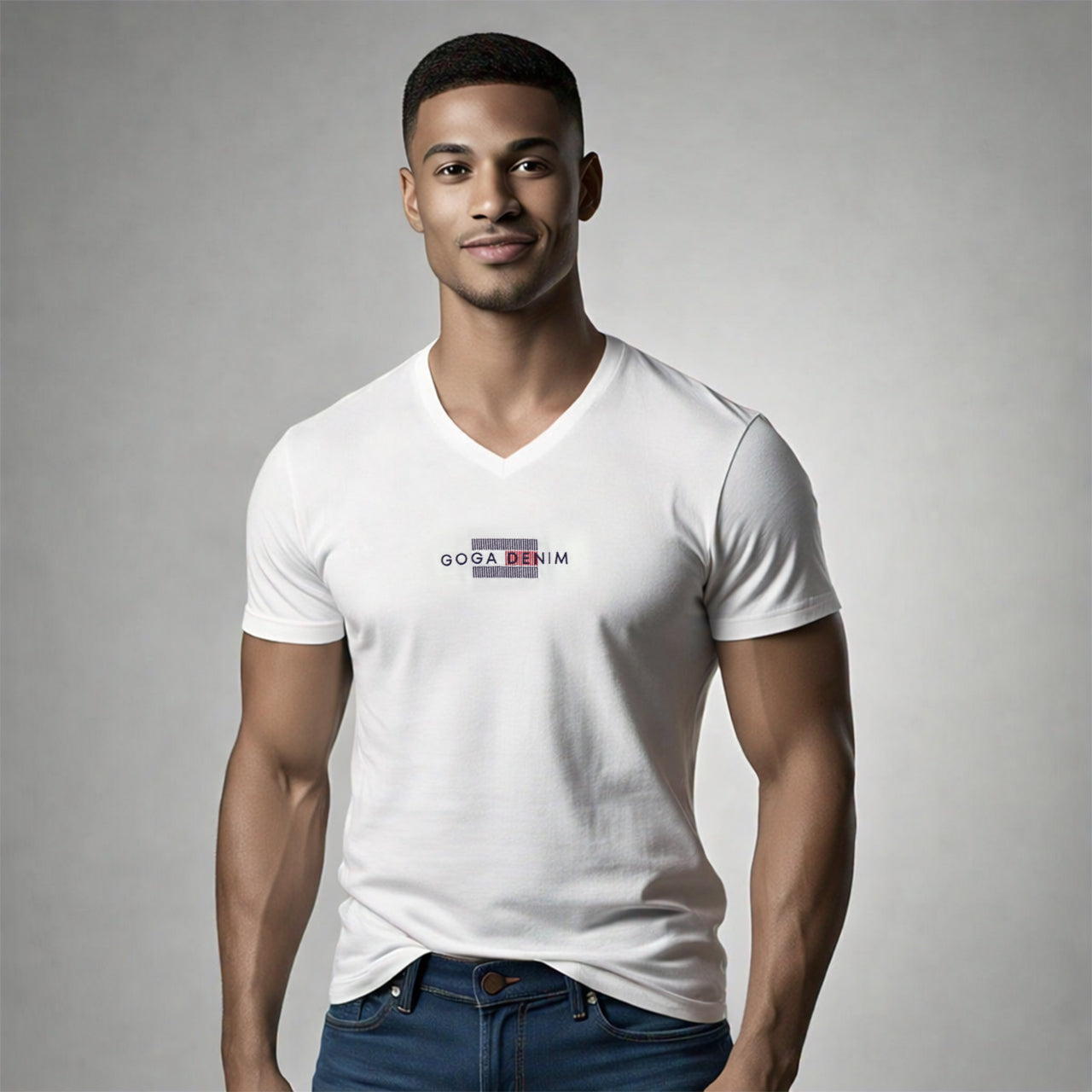 Playera Bordada para hombre Cuello en V