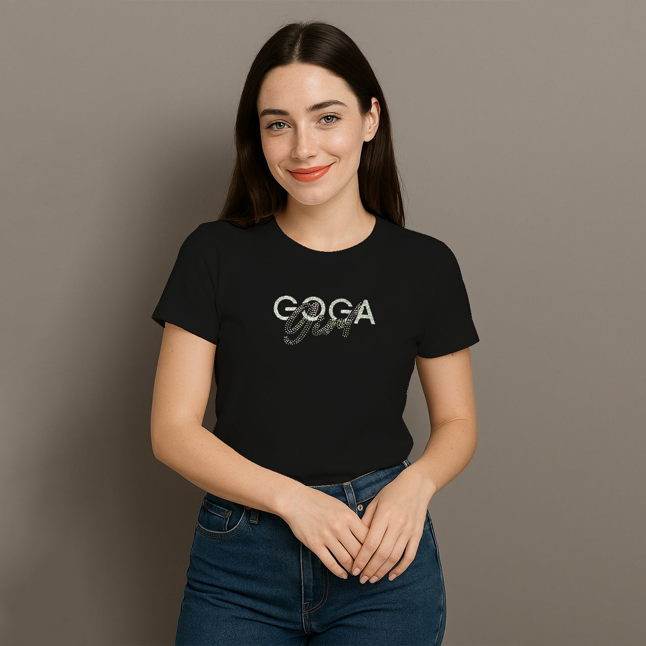 Playera de Pedrería y Estampada para Mujer