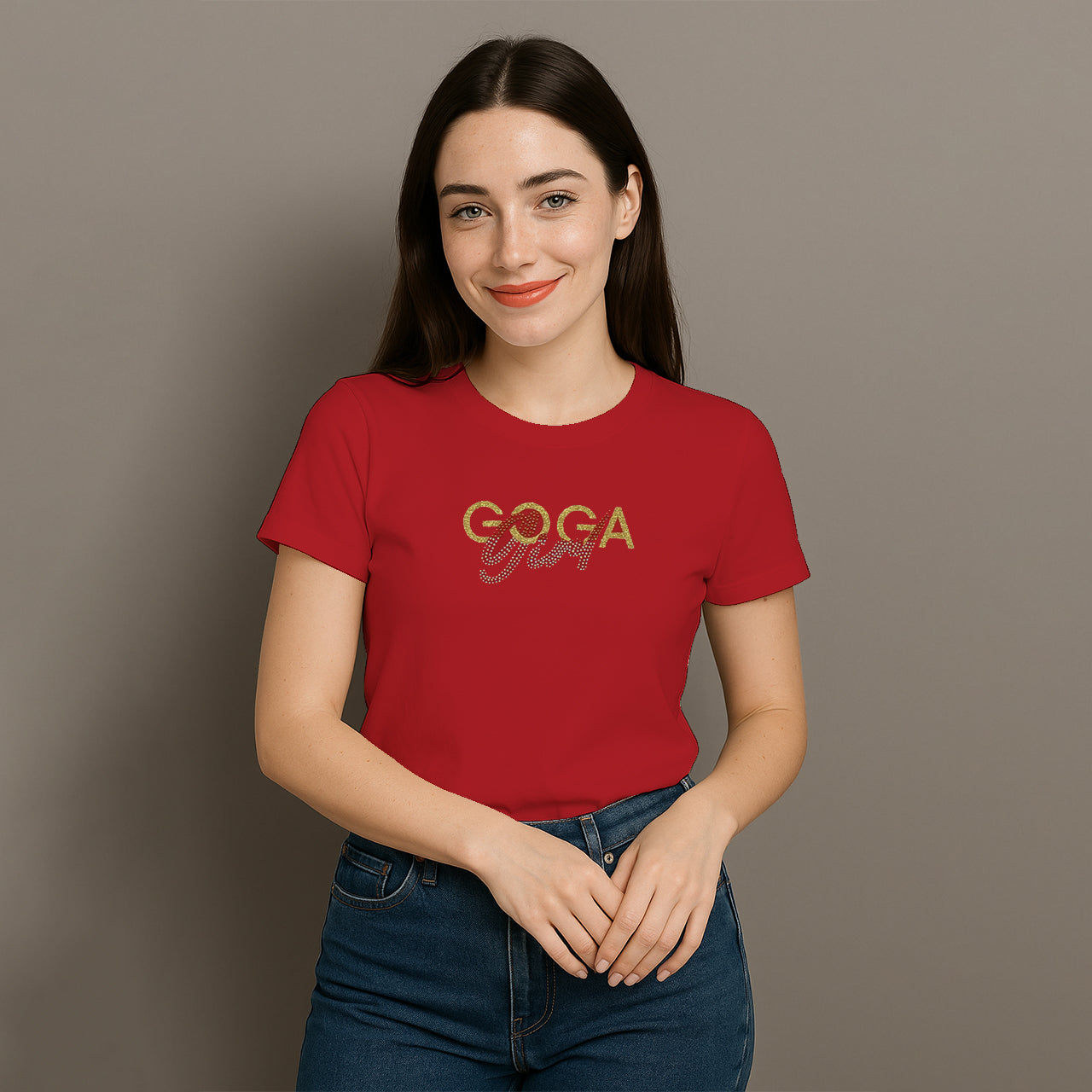 Playera de Pedrería y Estampada para Mujer