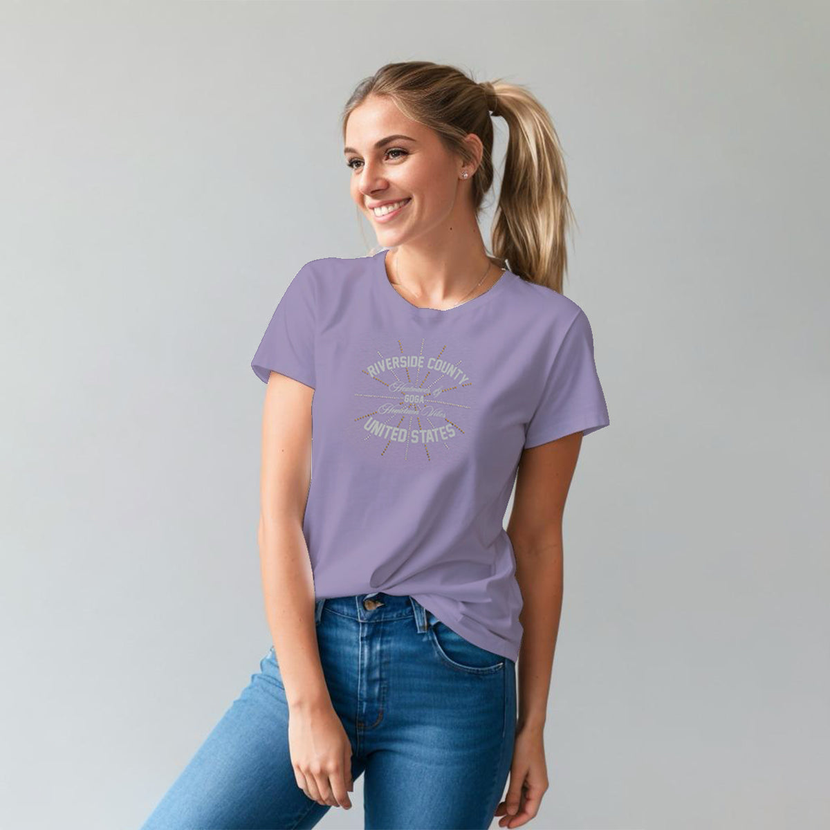 Playera de Pedrerí­a y Estampada para Mujer
