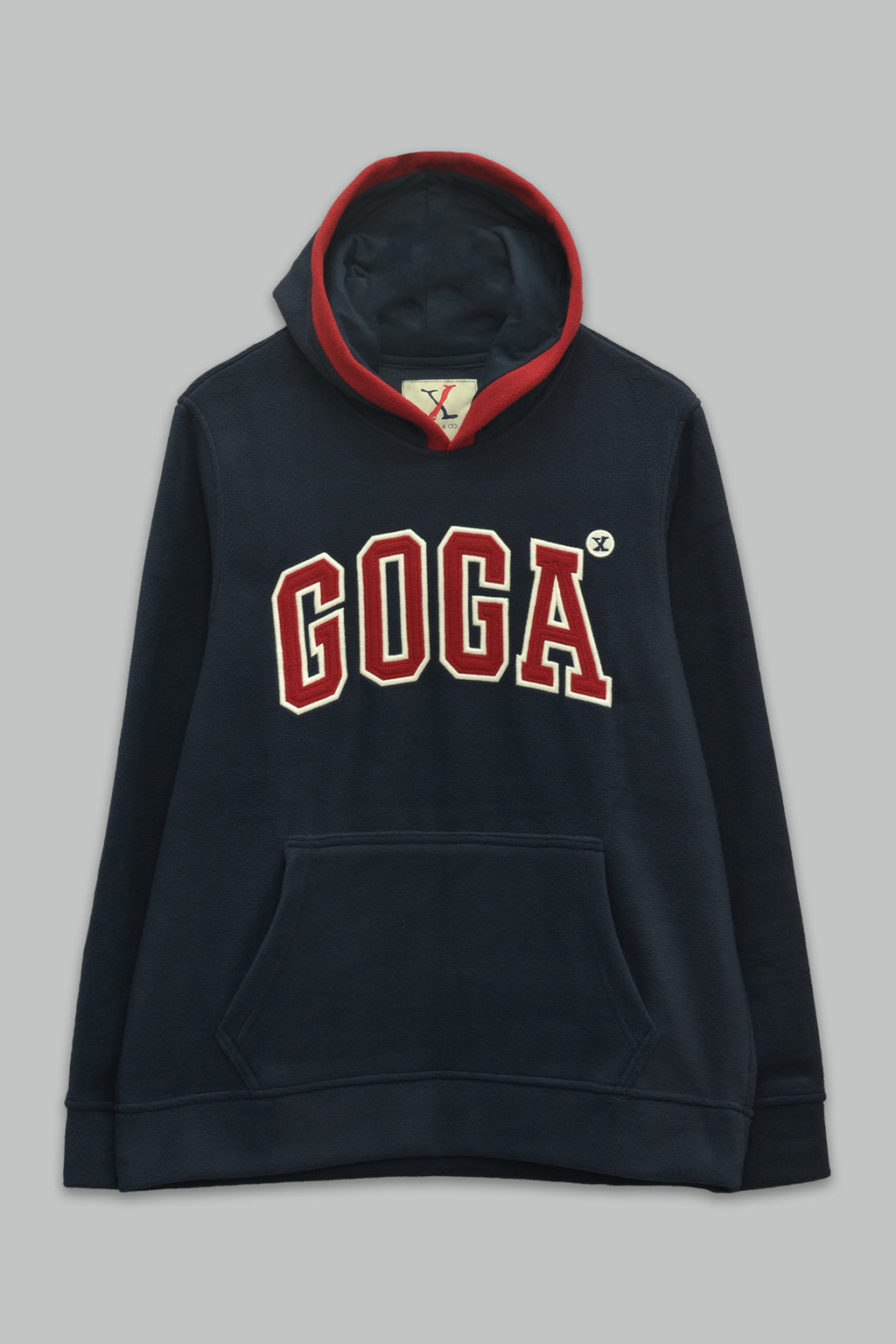 Sudadera polar para hombre, bordada con manga larga, capucha ajustable, bolsas frontales.