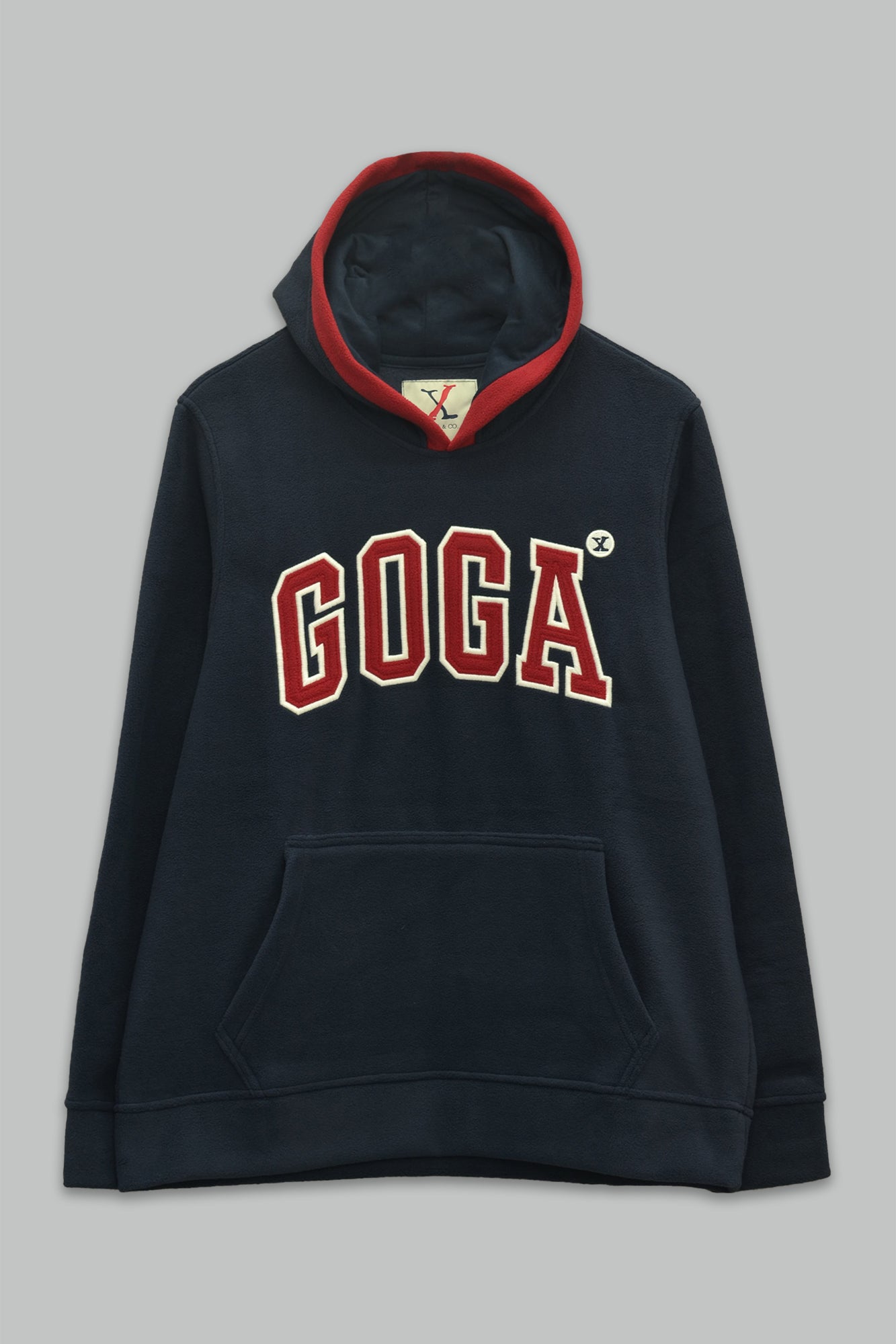 Sudadera polar para hombre, bordada con manga larga, capucha ajustable, bolsas frontales.