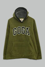 Sudadera polar para hombre, bordada con manga larga, capucha ajustable, bolsas frontales.