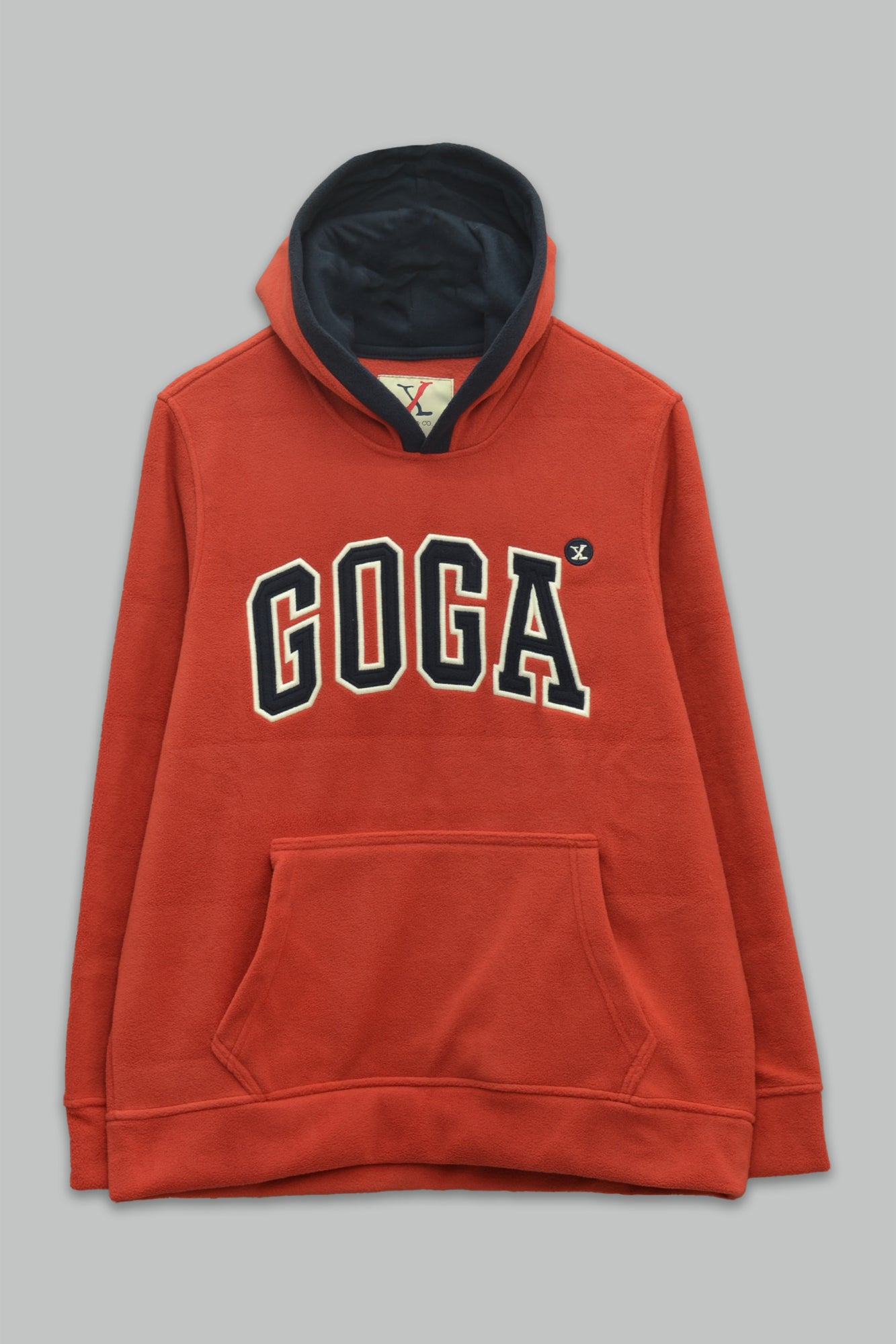 Sudadera polar para hombre, bordada con manga larga, capucha ajustable, bolsas frontales.