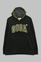 Sudadera polar para hombre, bordada con manga larga, capucha ajustable, bolsas frontales.