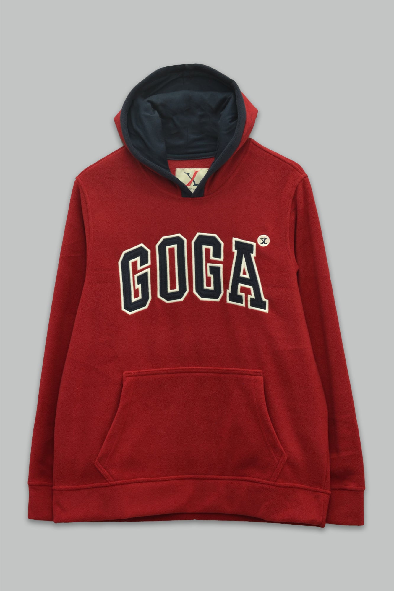 Sudadera polar para hombre, bordada con manga larga, capucha ajustable, bolsas frontales.