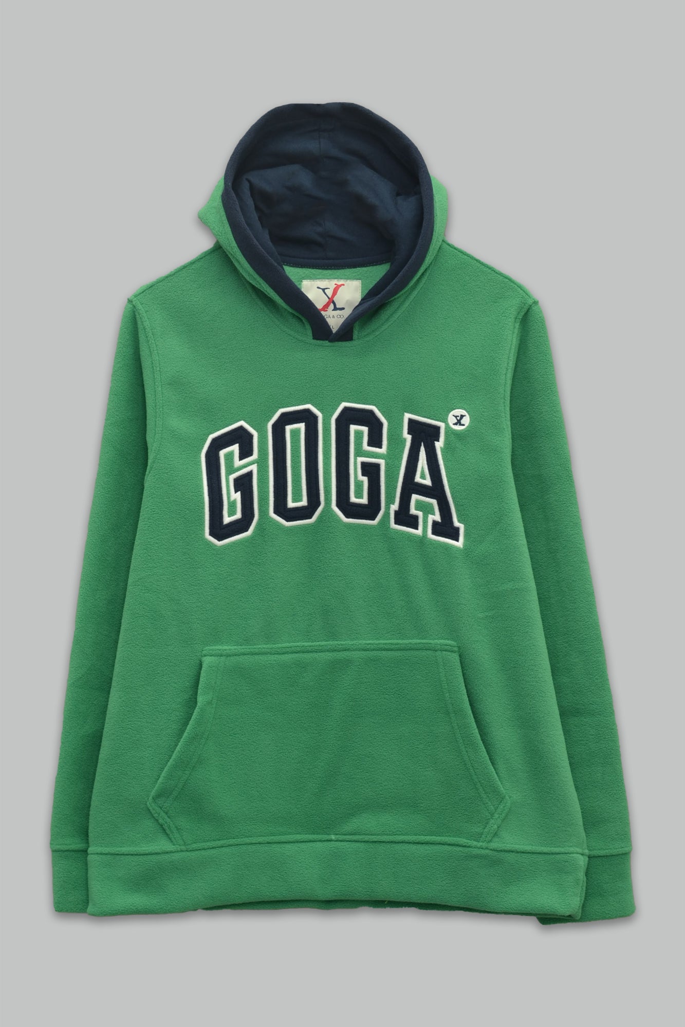 Sudadera polar para hombre, bordada con manga larga, capucha ajustable, bolsas frontales.