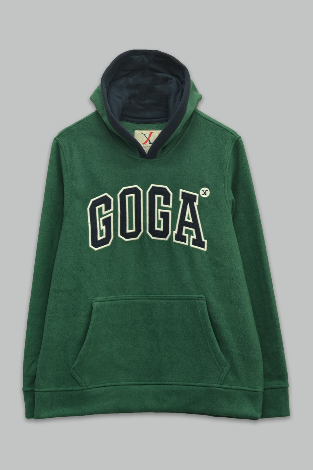Sudadera polar para hombre, bordada con manga larga, capucha ajustable, bolsas frontales.