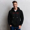 Sudadera polar para hombre, bordada con manga larga, bolsas frontales y cierre.