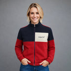 Sudadera polar para Mujer bordada, con manga larga y Cuello Alto. bolsas frontales y cierre.