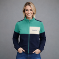 Sudadera polar para Mujer bordada, con manga larga y Cuello Alto. bolsas frontales y cierre.