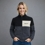 Sudadera polar para Mujer bordada, con manga larga y Cuello Alto. bolsas frontales y cierre.