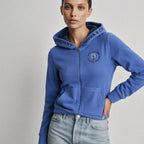 Sudadera polar para Mujer bordada, con manga larga, capucha,  bolsas frontales y cierre.