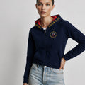 Sudadera polar para Mujer bordada, con manga larga, capucha,  bolsas frontales y cierre.
