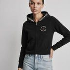 Sudadera polar para Mujer bordada, con manga larga, capucha,  bolsas frontales y cierre.