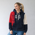Sudadera polar para Mujer bordada, con manga larga, capucha,  bolsas frontales y cierre.