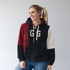 Sudadera polar para Mujer bordada, con manga larga, capucha,  bolsas frontales y cierre.