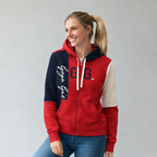 Sudadera polar para Mujer bordada, con manga larga, capucha,  bolsas frontales y cierre.
