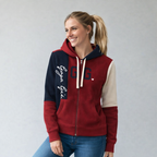 Sudadera polar para Mujer bordada, con manga larga, capucha,  bolsas frontales y cierre.