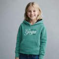 Sudadera polar bordada con capucha ajustable para niña , bolsas frontales.