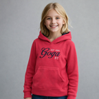 Sudadera polar bordada con capucha ajustable para niña , bolsas frontales.