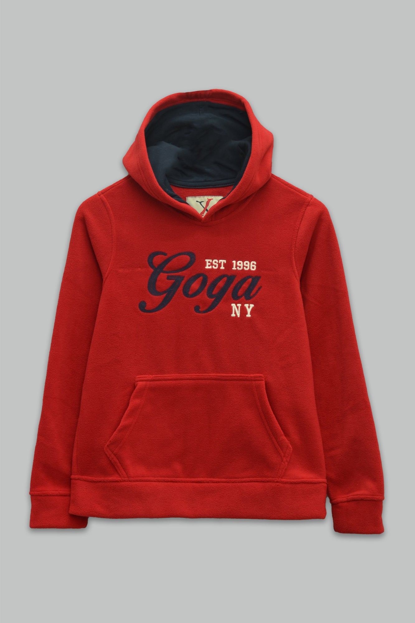 Sudadera polar Dama bordada con manga larga, capucha ajustable y bolsa frontal.