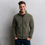 Sudadera polar bordada de cuello alto, con manga larga, bolsas frontales y cierre