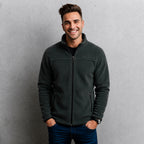 Sudadera polar bordada de cuello alto, con manga larga, bolsas frontales y cierre
