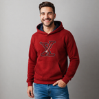 Sudadera polar para hombre, bordada con manga larga, capucha ajustable, bolsas frontales.