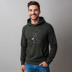 Sudadera polar para hombre, bordada con manga larga, capucha ajustable, bolsas frontales.