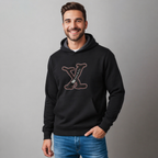 Sudadera polar para hombre, bordada con manga larga, capucha ajustable, bolsas frontales.