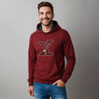 Sudadera polar para hombre, bordada con manga larga, capucha ajustable, bolsas frontales.