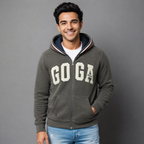 Sudadera polar para hombre, bordada con manga larga, bolsas frontales y cierre.