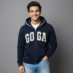 Sudadera polar para hombre, bordada con manga larga, bolsas frontales y cierre.