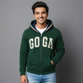 Sudadera polar para hombre, bordada con manga larga, bolsas frontales y cierre.