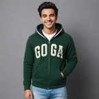 Sudadera polar para hombre, bordada con manga larga, bolsas frontales y cierre.